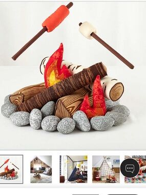 Crate&Barrel Plush Campfire Set - Red, Yellow, Brown, Gray